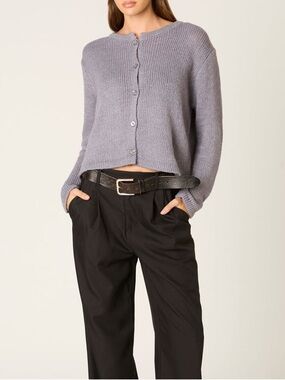 NWT Nia the Brand Grey Ariana Soft Girl Minimalist Cardigan Size Small/ Medium